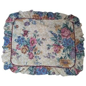 VTG Dan River Floral Ruffled Pillow Shams (2) King Size Cottagecore Boho Country